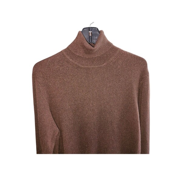 Vintage Leyla Mitra Brown Turtleneck Cashmere Sweater Top Pullover Size XL - Picture 2 of 8